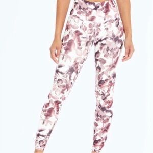 Balance athletics pink floral white high rise exercise leggings